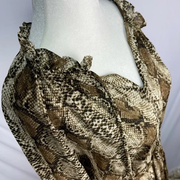 Emma & Michele gorgeous boho snakeskin print long sleeve dress women’s size M - Picture 10 of 17